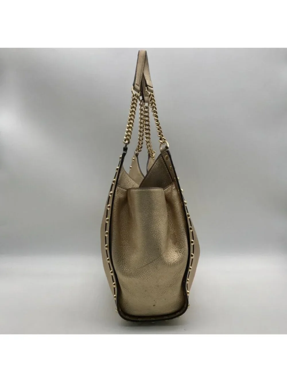 Michael Kors Gold Studded Newbury Medium Chain Shoulder Bag